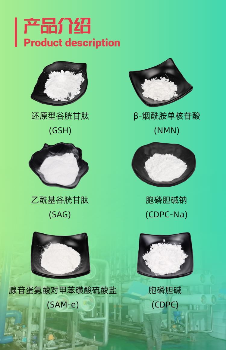 古特生物產(chǎn)品系列：還原型谷胱甘肽GSH、乙?；入赘孰腟AG、煙酰胺單核苷酸NMN、胞磷膽堿鈉CDPC-Na、腺苷蛋氨酸對甲苯磺酸硫酸鹽SAMe